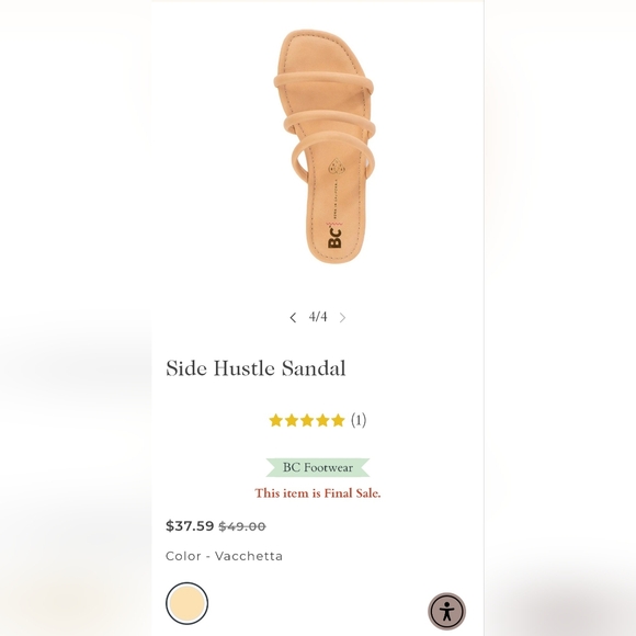 BC Side Hustle Sandal VACCHETTA V-LEATHER SIZE 7 - Picture 2 of 7